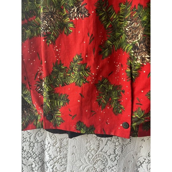 Red & Black Christmas Vest Reversible Pine Tree Snow Holiday Ugly Handmade - Picture 4 of 4